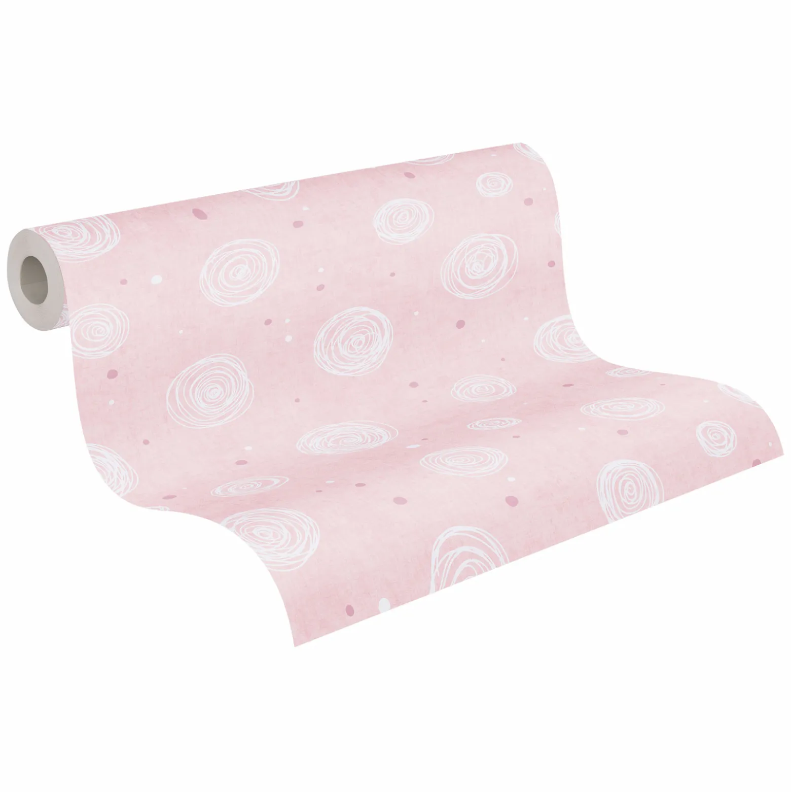 Vliestapete Kinder Kreise Abstrakt Rosa Weiß 77139-2