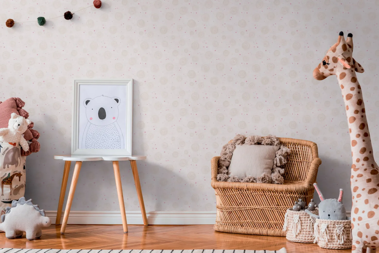 Vliestapete Kinder Kreise Abstrakt Beige Rosa 77139-3