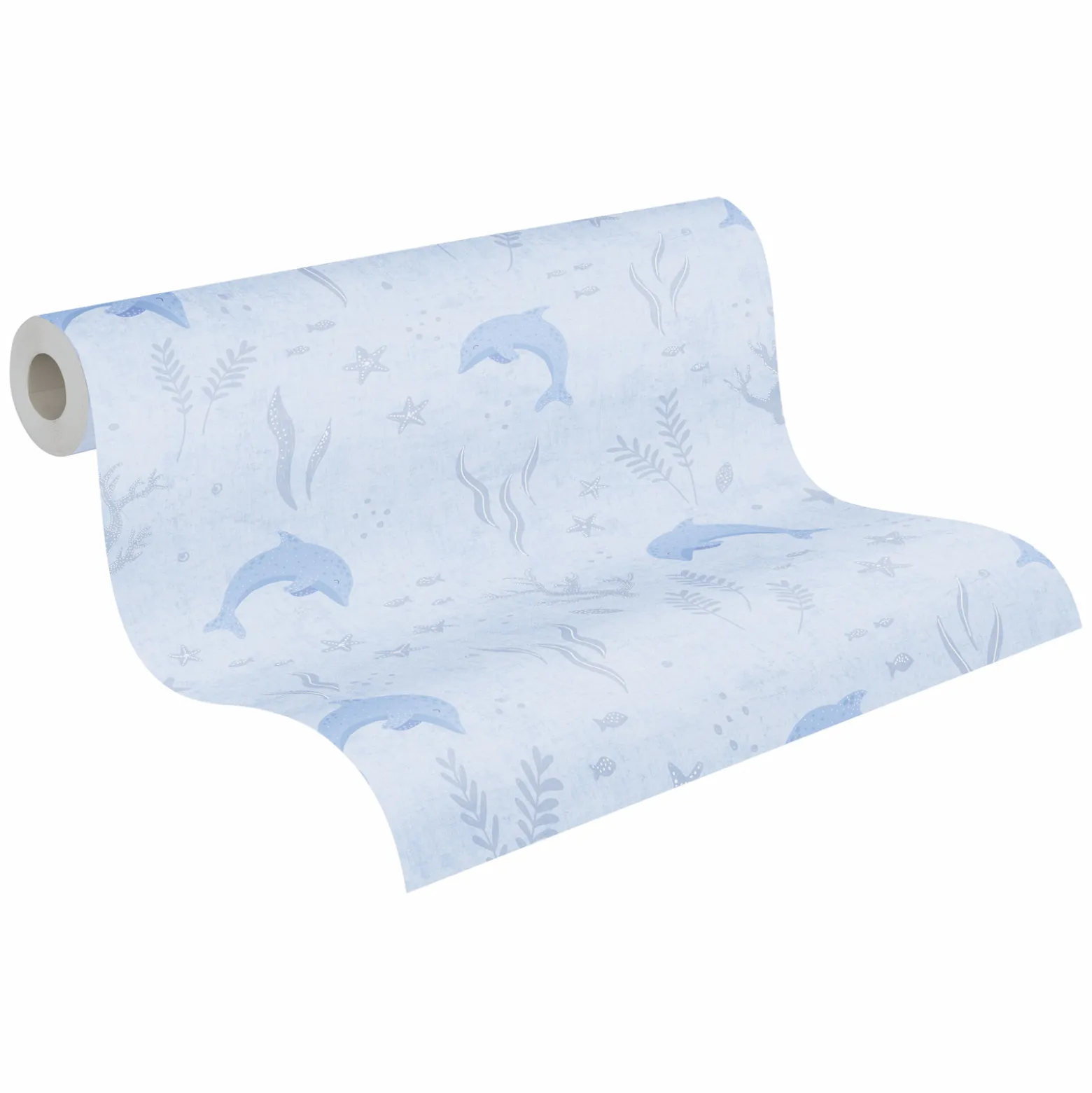 Vliestapete Kinder Meer Delfine Fische Blau 77132-1