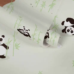 Vliestapete Kinder Pandas Bambus beige grün 38142-1