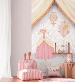 Vliestapete Kinder Prinzessin Krone Rosa Grau 77066-1