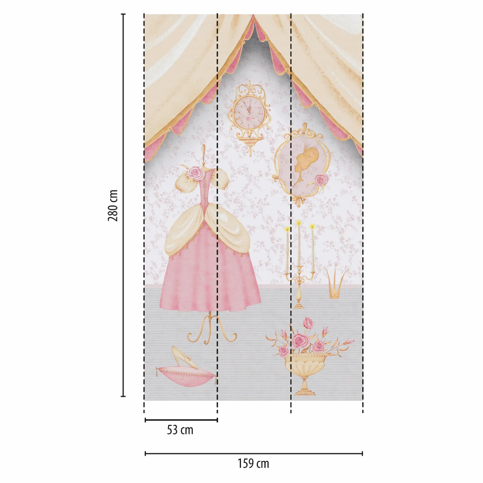 Vliestapete Kinder Prinzessin Krone Rosa Grau 77066-1