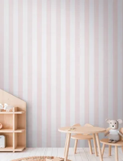 Vliestapete Kinder Streifen Rosa Creme 77078-2