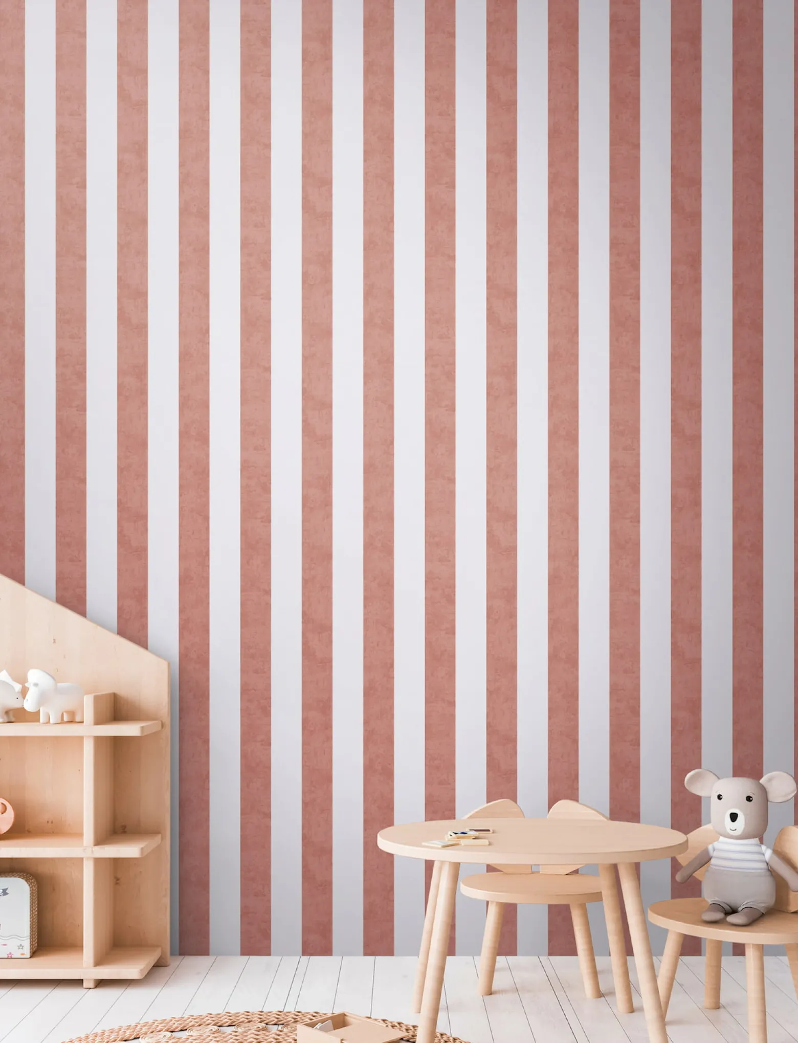Vliestapete Kinder Streifen Rot Creme 77078-6