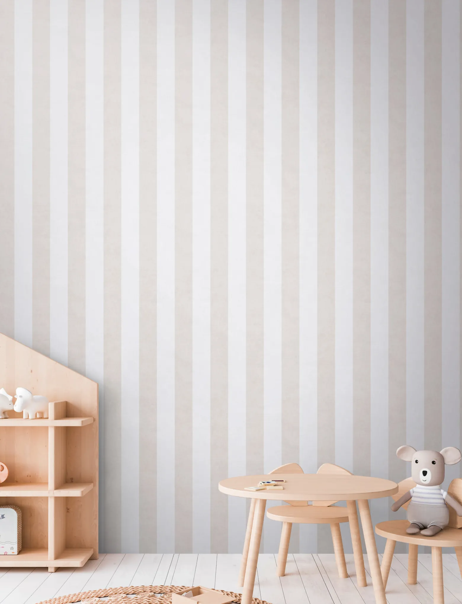 Vliestapete Kinder Streifen Beige Creme 77078-1