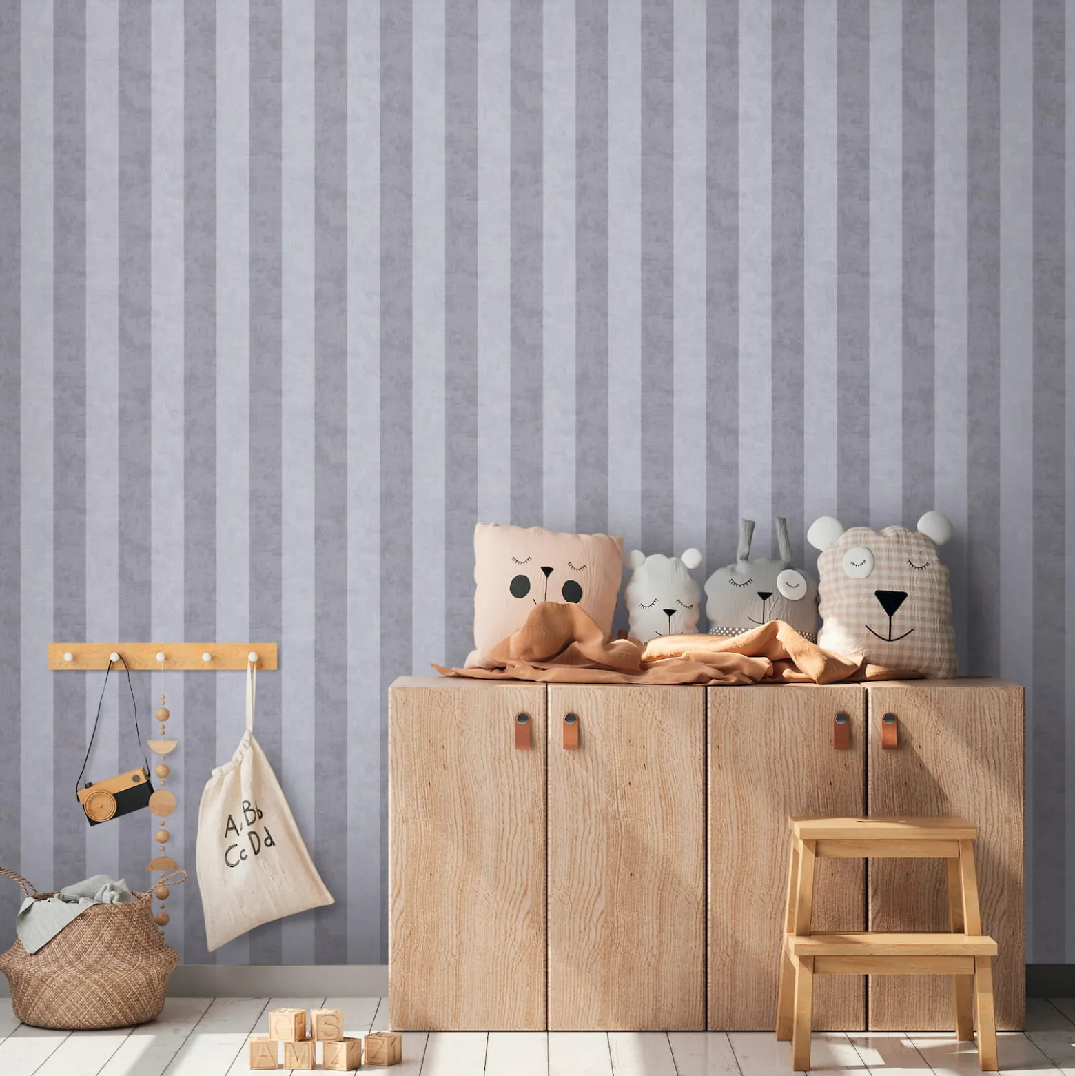 Vliestapete Kinder Streifen Muster Grau 77078-3