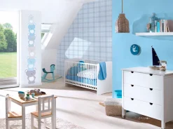 Vliestapete Kinder Teddybären blau grau weiß 38136-1