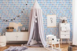 Vliestapete Kinder Teddys blau grau weiß 38129-1