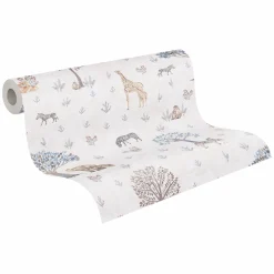 Vliestapete Kinder Tiere Bäume Creme Grau 77176-1