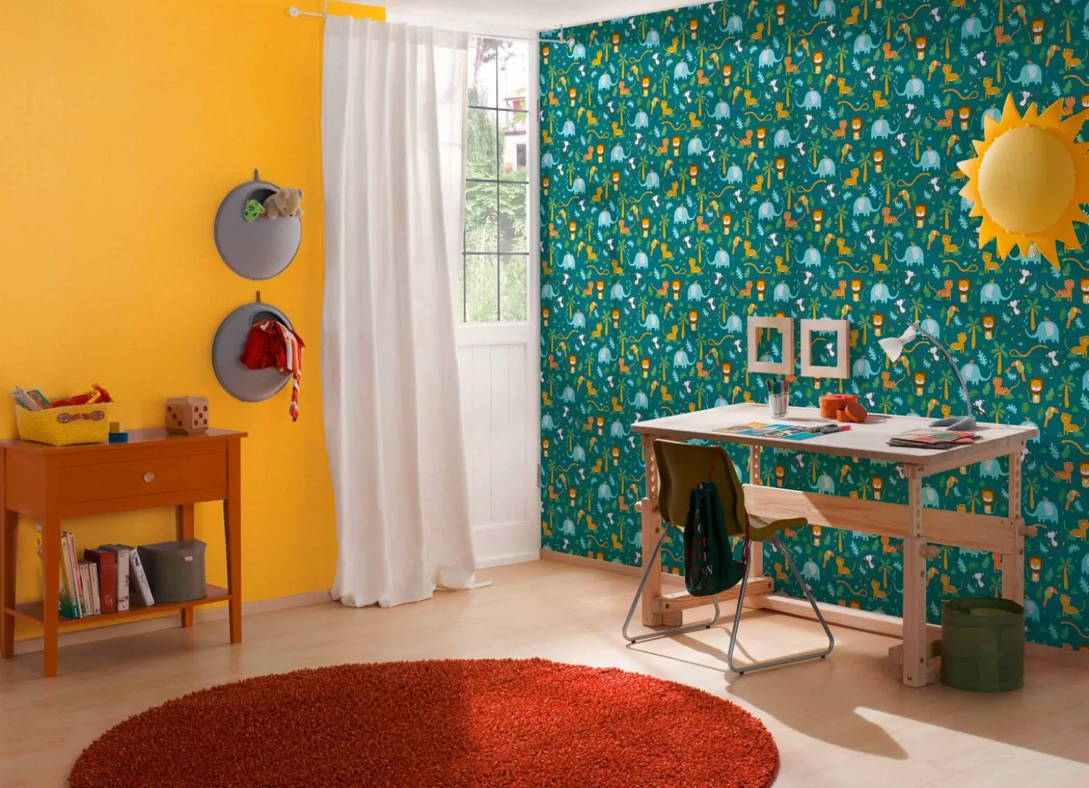 Vliestapete Kinder Uni-Design gelb 38314-3