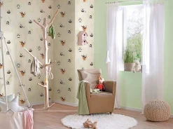 Vliestapete Kinder Uni-Design grau-grün 38315-0
