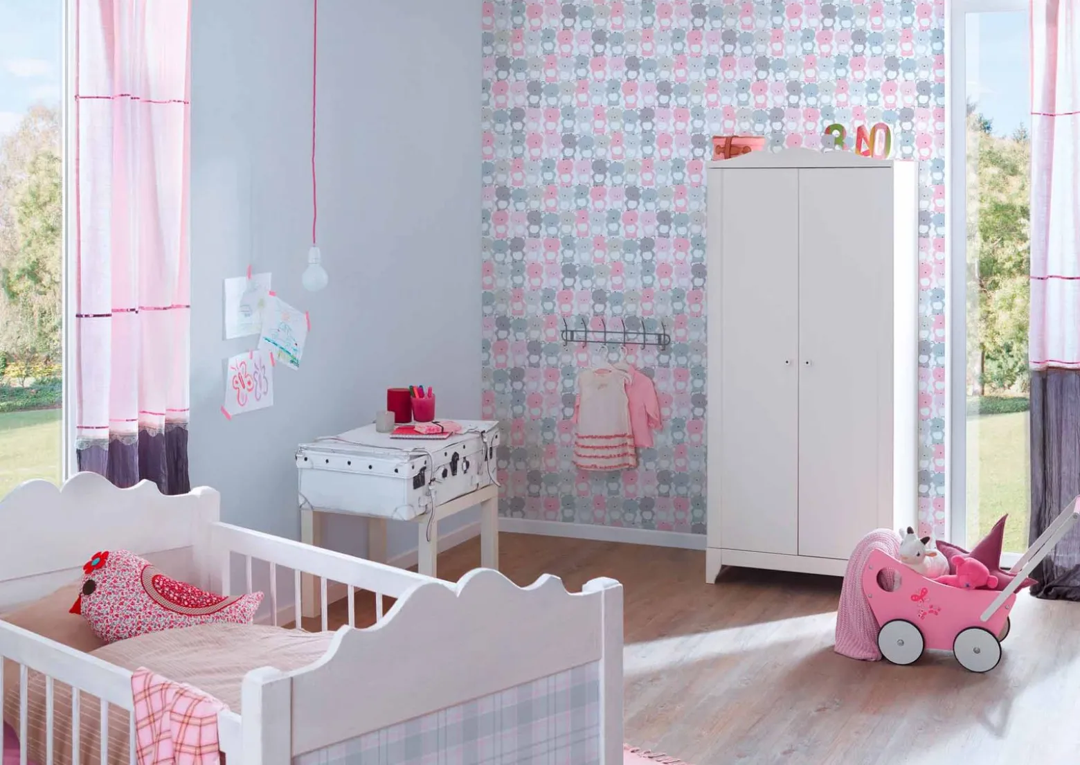 Vliestapete Kinder Uni-Design grau 38317-4
