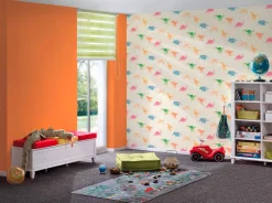 Vliestapete Kinder Uni-Design orange 38326-6