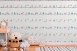Vliestapete Kinder Vögel Tiere bunt weiß 38137-1