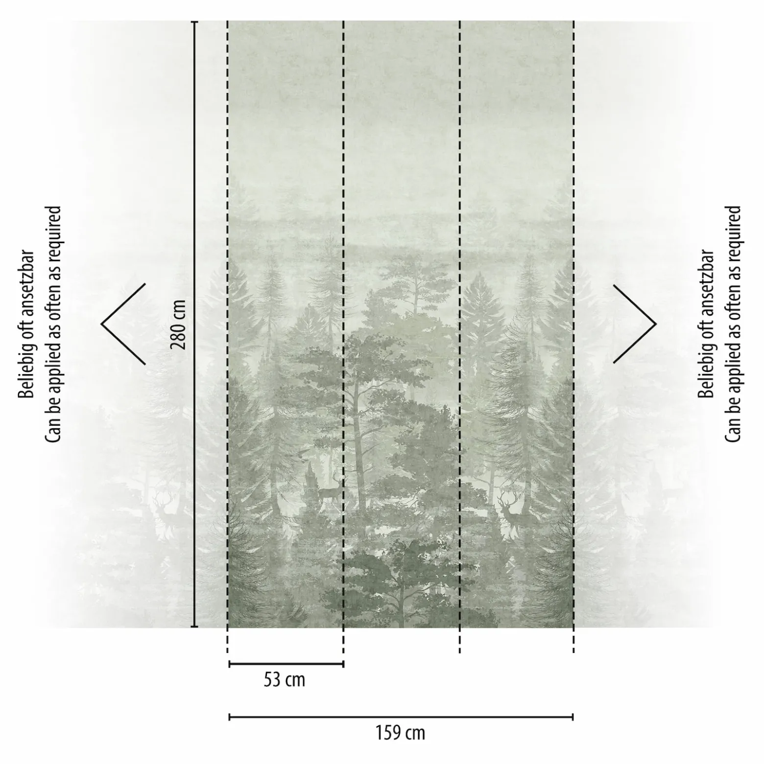Vliestapete Kinder Wald Nebel Grün Grau 77069-1