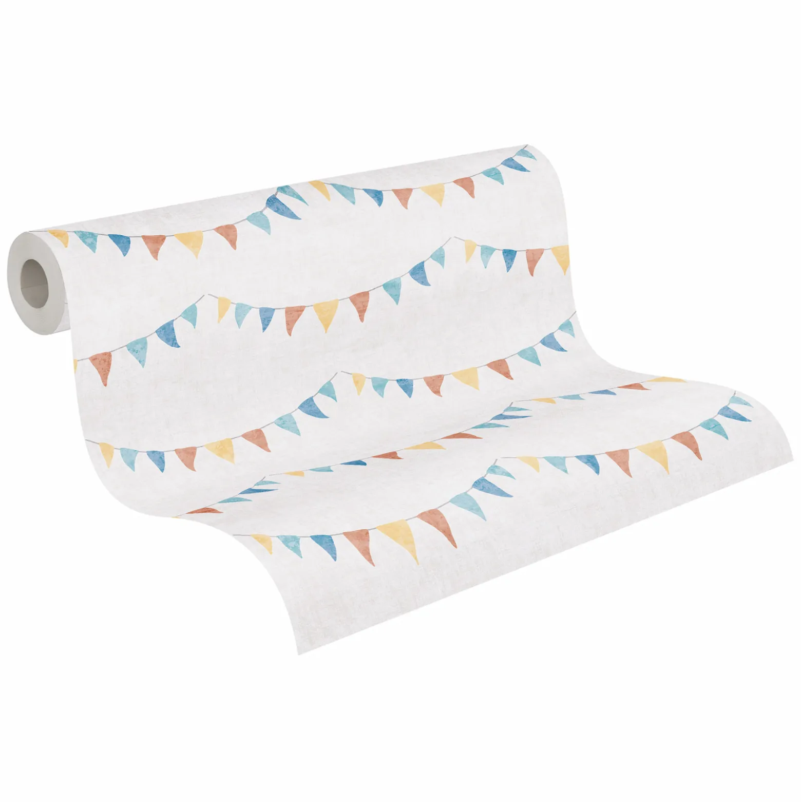 Vliestapete Kinder Wimpel Kette Creme Bunt 77171-1