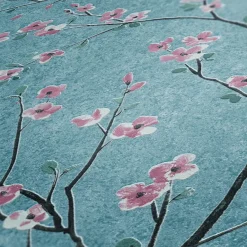 Vliestapete Kirschblüten Floral blau rosa 37912-3
