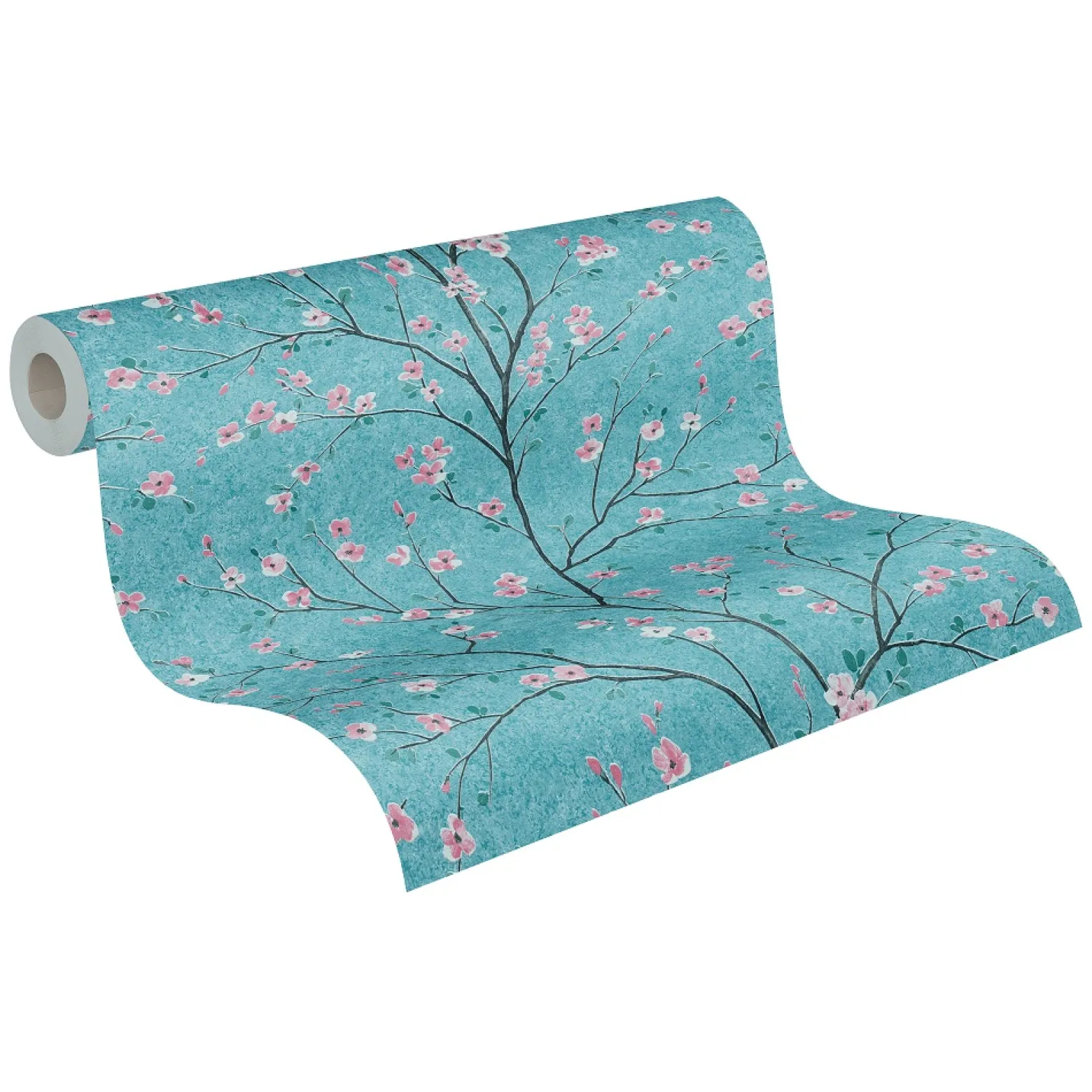 Vliestapete Kirschblüten Floral blau rosa 37912-3