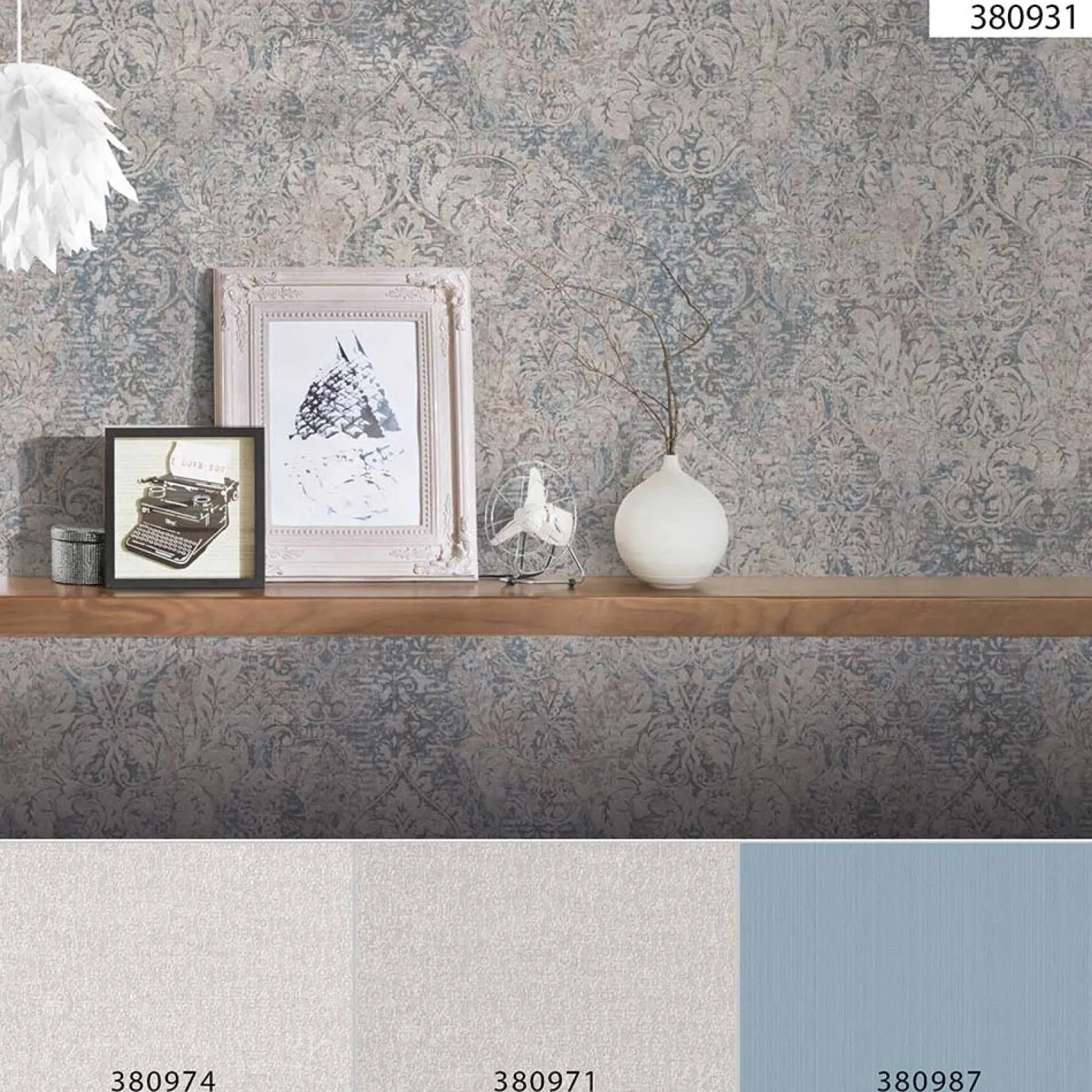 Vliestapete Klassik Barock beige blau Mata Hari 38093-1
