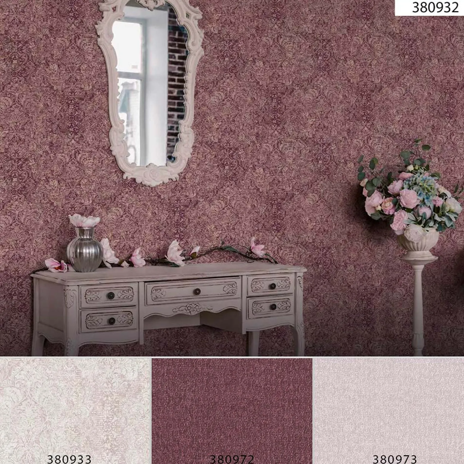 Vliestapete Klassik Barock rosa rot Mata Hari 38093-2