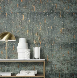 Vliestapete Kork Patina anthrazit kupfer Metallic 85751