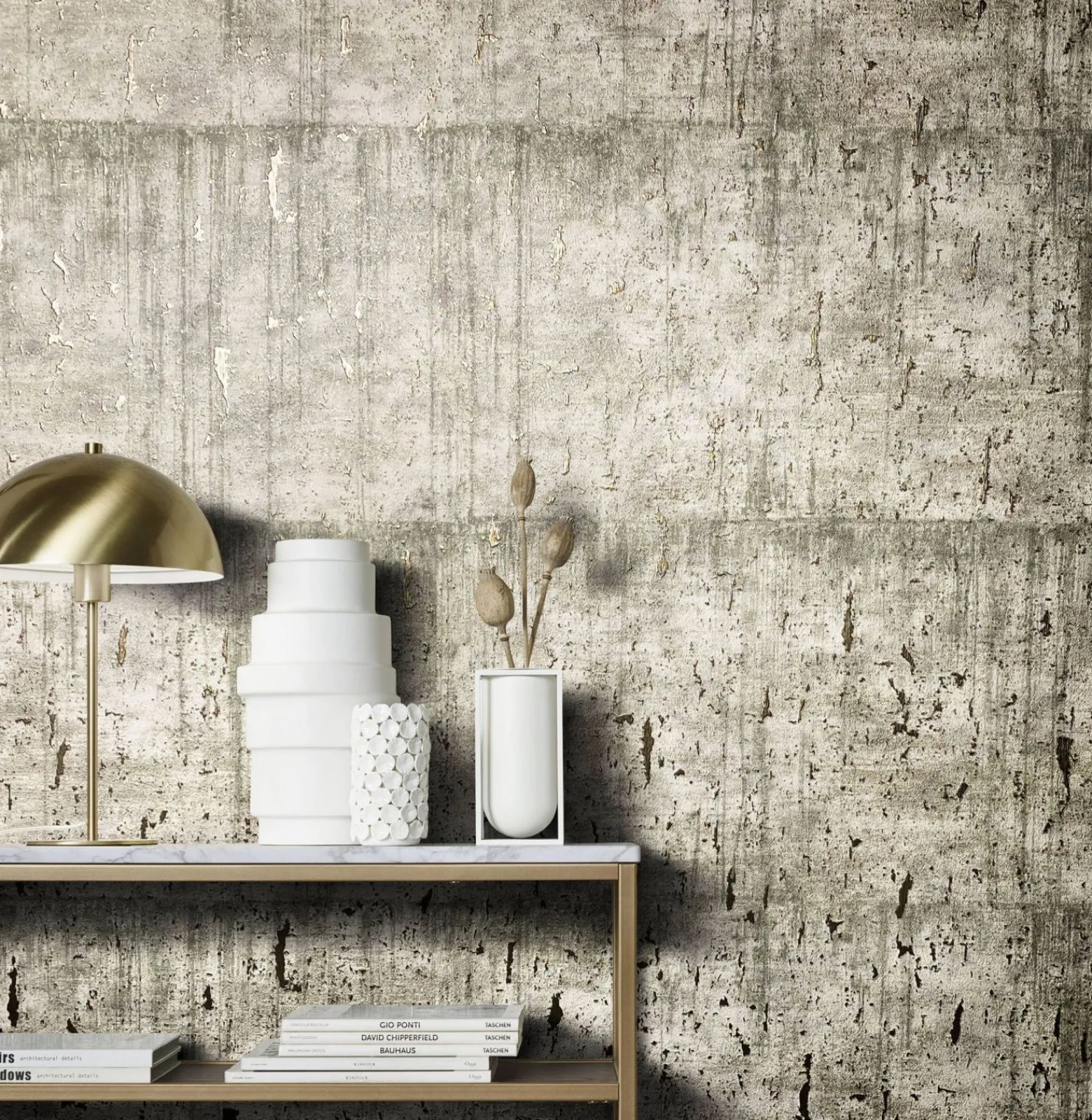 Vliestapete Kork Patina grau gold Metallic 85750