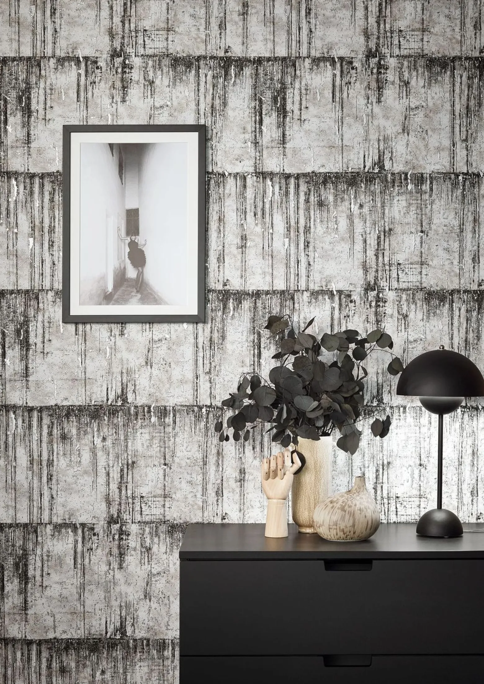 Vliestapete Kork Patina grau silber Metallic 85748