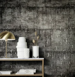 Vliestapete Kork Patina schwarz silber Metallic 85749