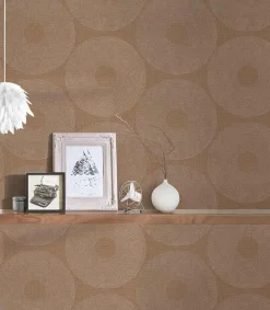 Vliestapete Kreise Grafik braun silber Metallic 38524-5