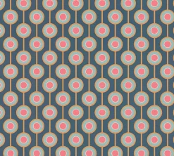 Vliestapete Kreise Retro Grafik Blau Orange 39537-1