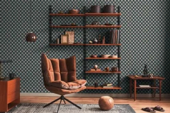 Vliestapete Kreise Retro Grafik Blau Orange 39537-1