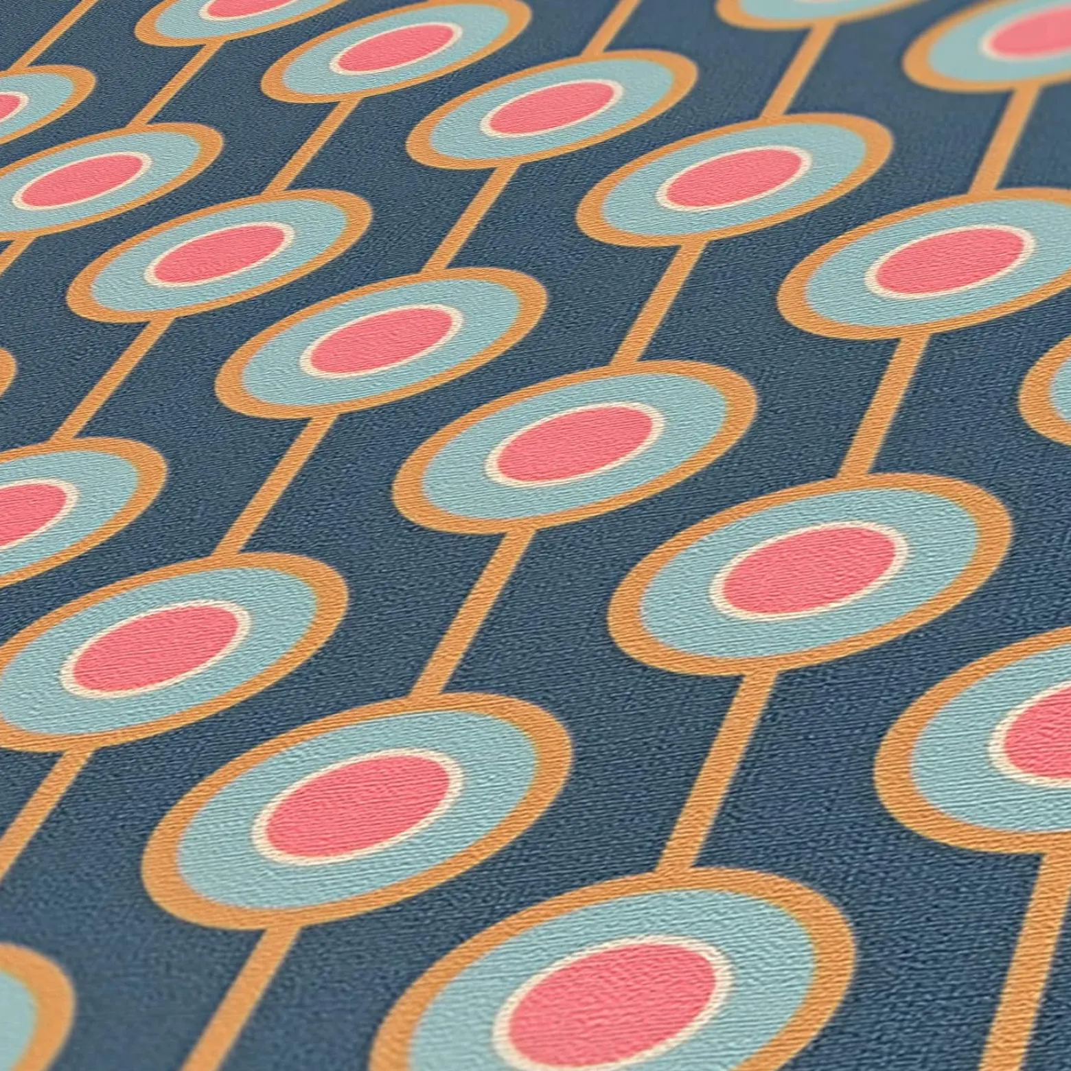 Vliestapete Kreise Retro Grafik Blau Orange 39537-1