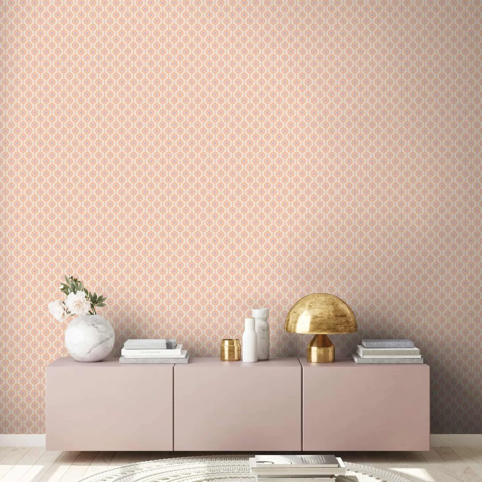 Vliestapete Kreise Retro Grafik Beige Orange 39537-5