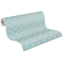 Vliestapete Kreise Retro Grafik Türkis Blau 39537-4