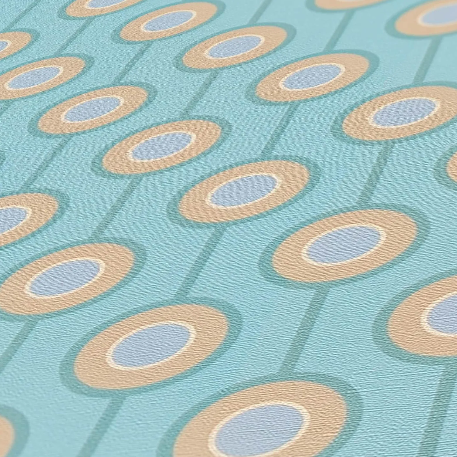 Vliestapete Kreise Retro Grafik Türkis Blau 39537-4