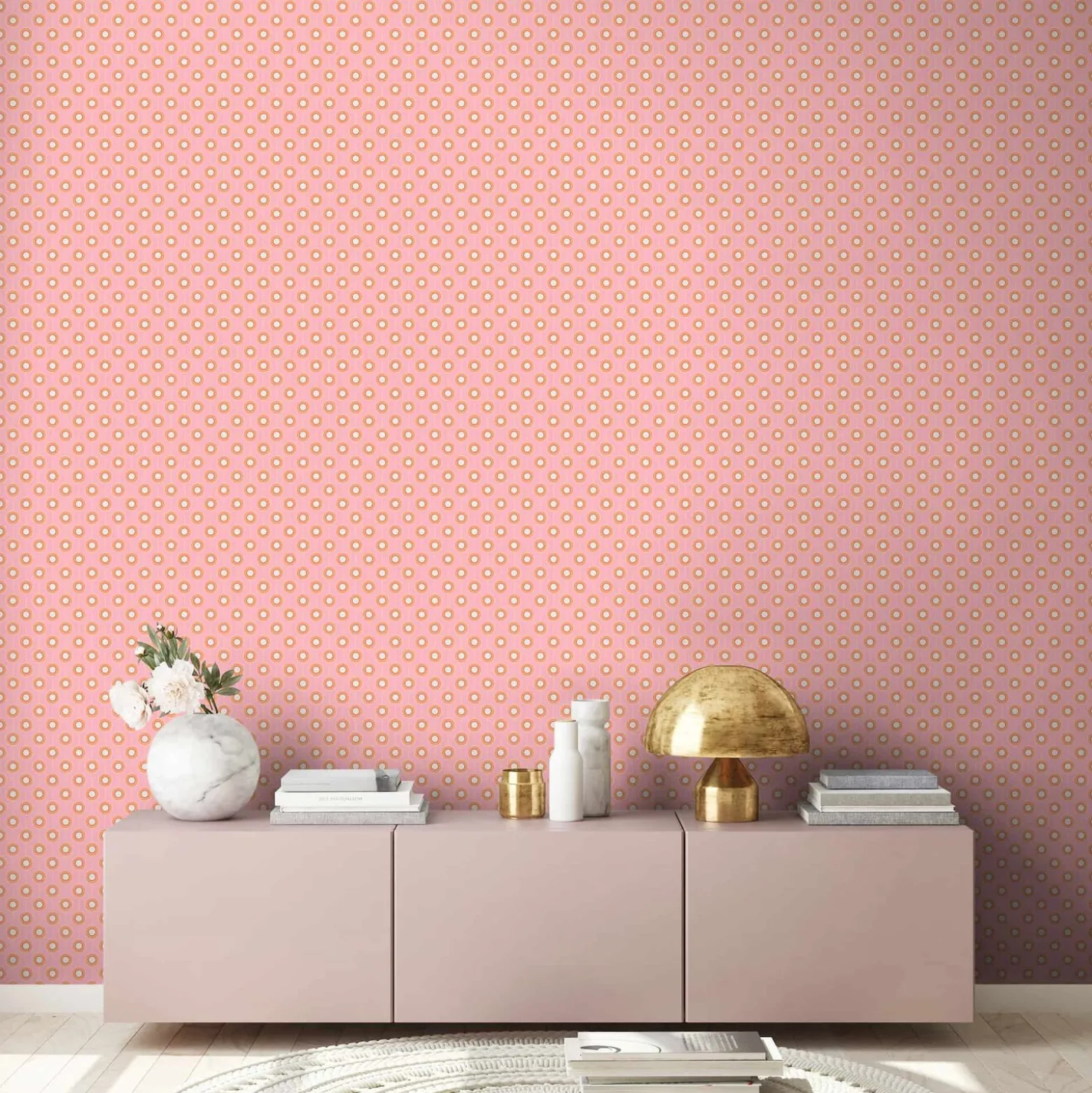 Vliestapete Kreise Retro Grafik Rosa Orange 39537-3