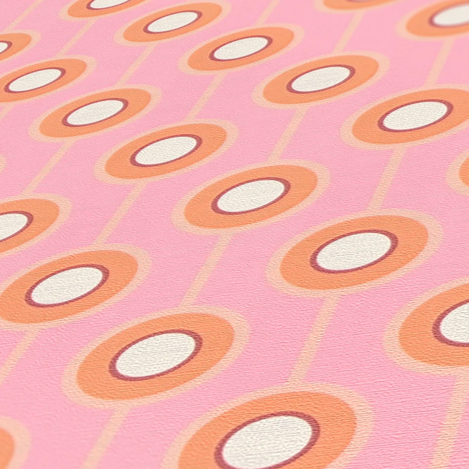 Vliestapete Kreise Retro Grafik Rosa Orange 39537-3