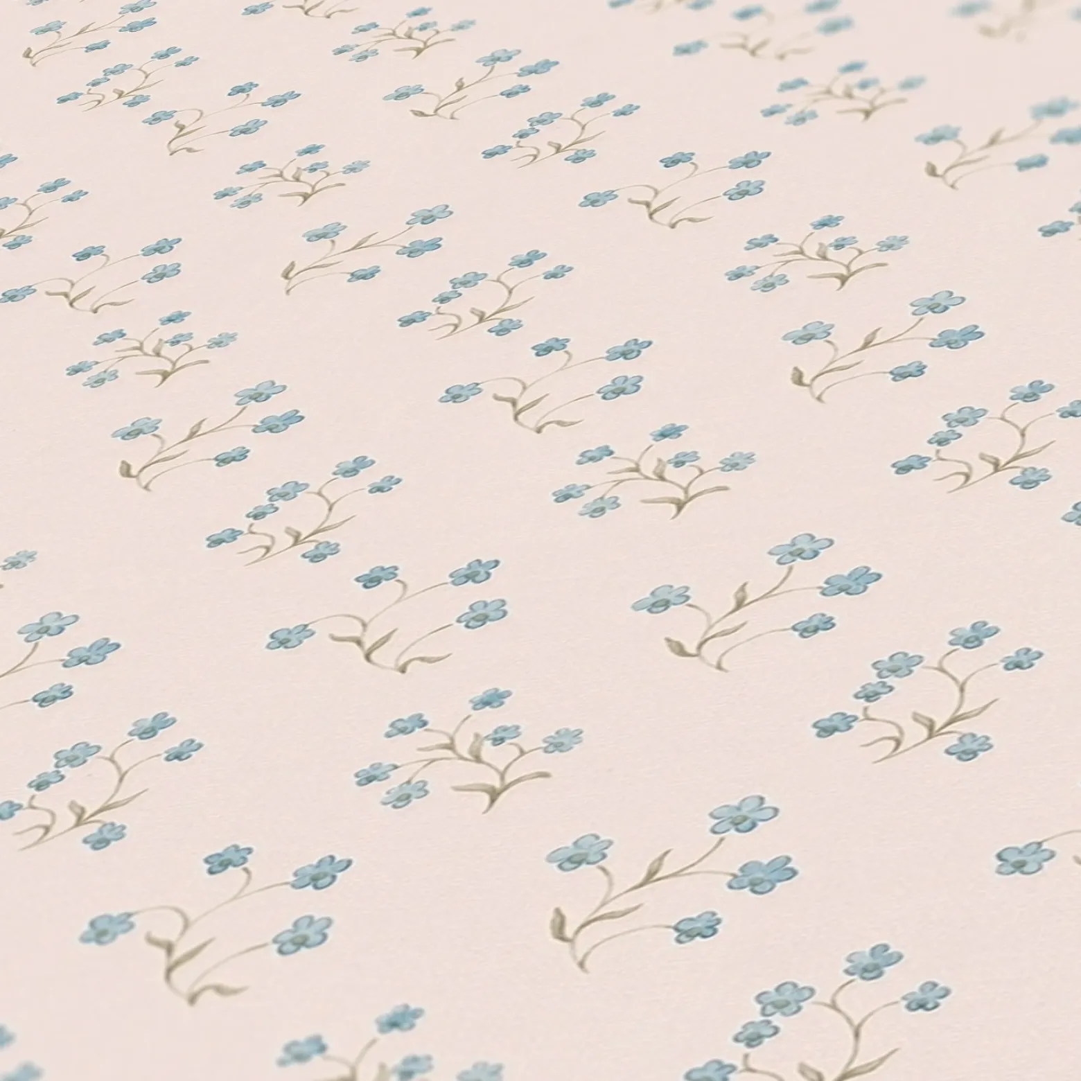 Vliestapete Landhaustil Blumen Creme Blau Grün 39074-2
