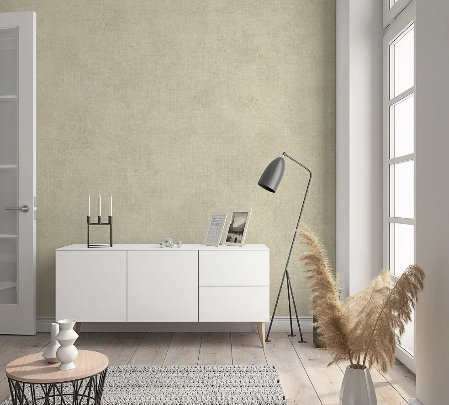 Vliestapete Leinen-Optik beige-braun Metallic 32421