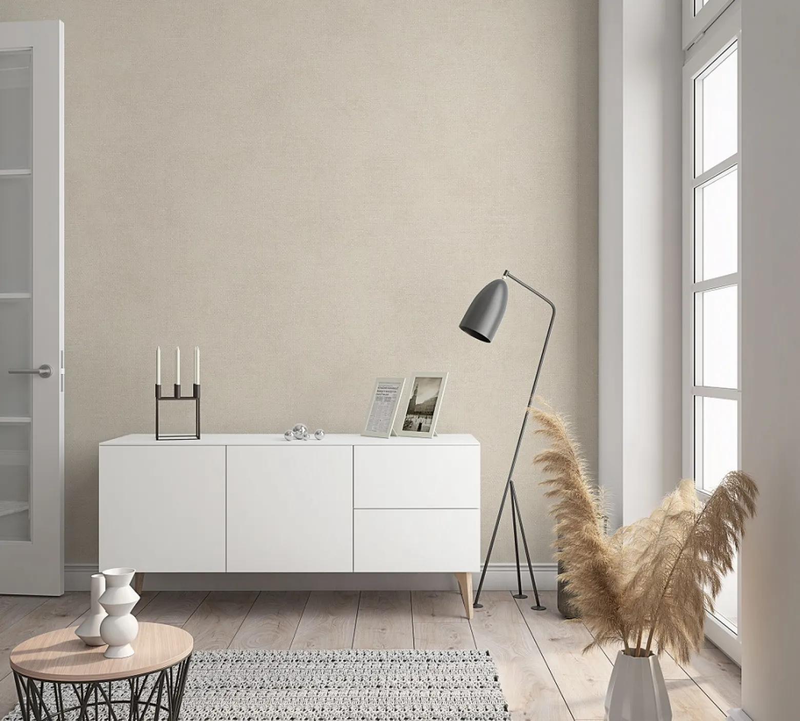 Vliestapete Leinen-Optik beige Metallic Marburg 32440