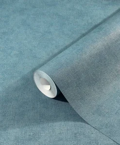 Vliestapete Leinen-Optik blau Metallic Marburg 32413