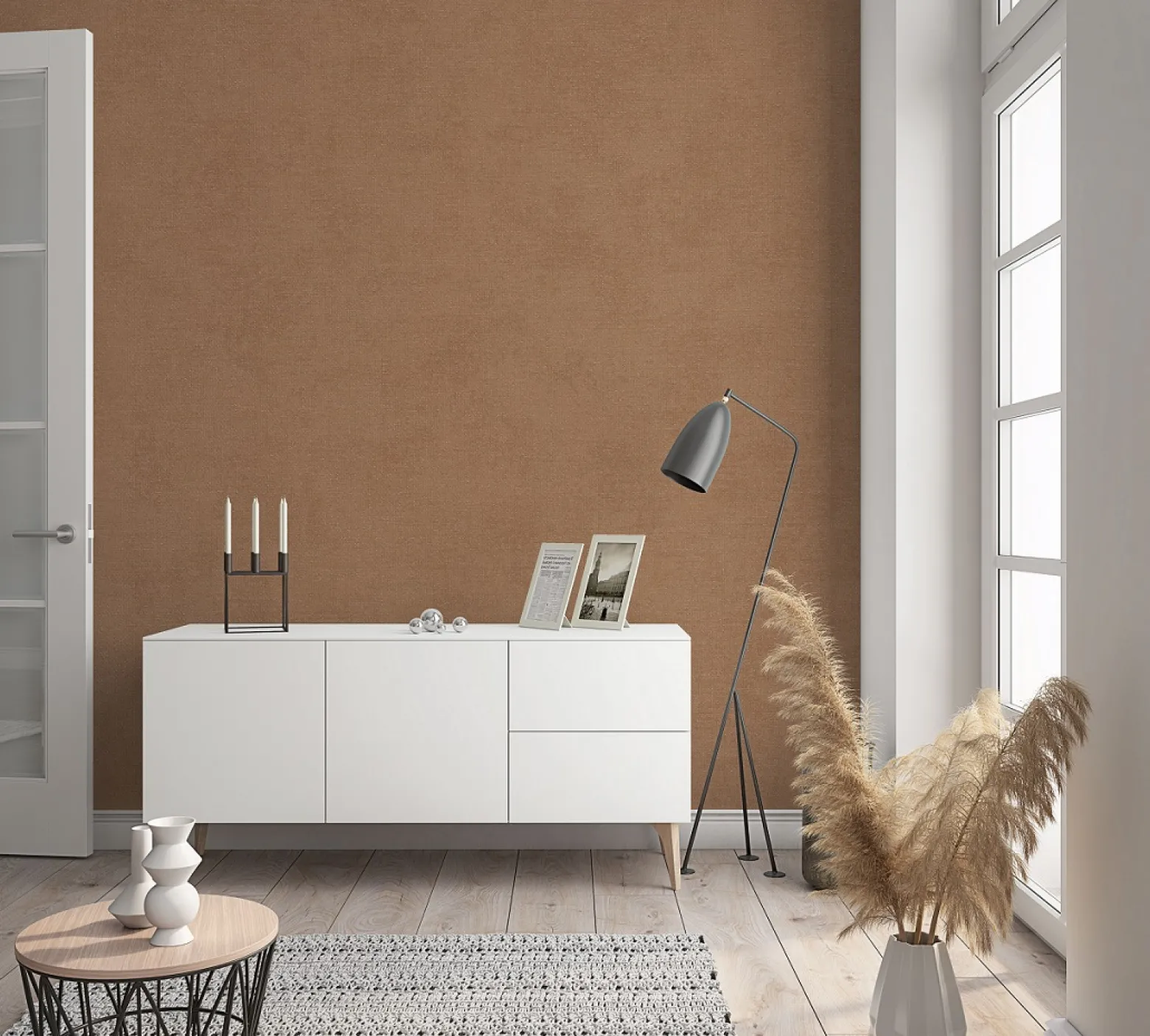 Vliestapete Leinen-Optik gold-braun Marburg 32431