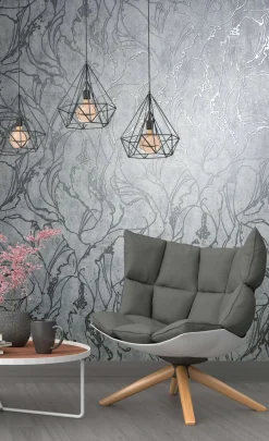 Vliestapete 34254 Linien Muster Grau Silber Marburg