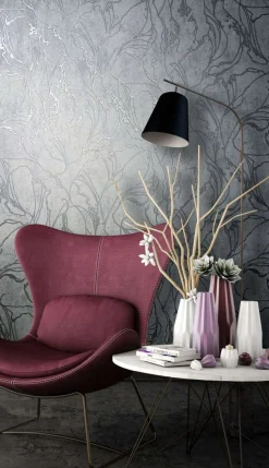 Vliestapete 34254 Linien Muster Grau Silber Marburg