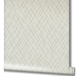 Vliestapete Linien Rauten Beige Gold Metallic 82407