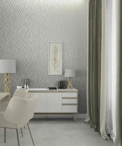 Vliestapete Linien Rauten Beige Gold Metallic 82407