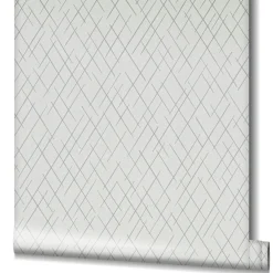 Vliestapete Linien Rauten Grau Silber Metallic 82404
