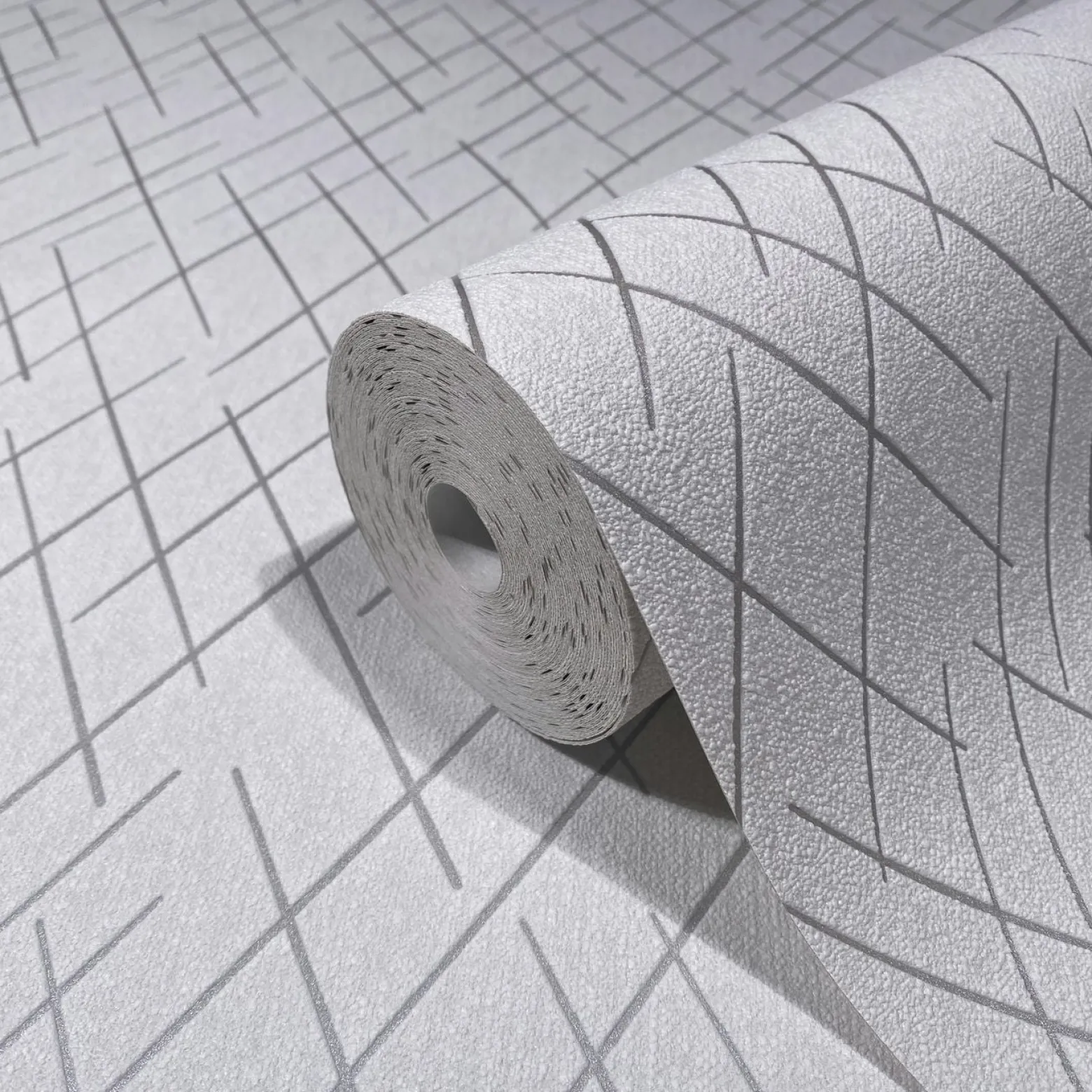 Vliestapete Linien Rauten Grau Silber Metallic 82404