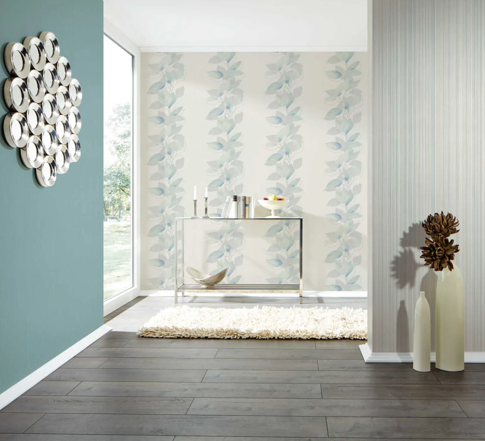 Vliestapete Linien Uni mint-blau AS Creation 3782-62