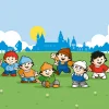 Vliestapete Mainzelmännchen Grün Blau Marburg 47512